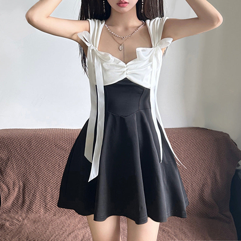 Bow Tie Temperament Waist-controlled Dress