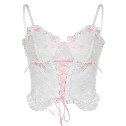Ladies Fashion Bandage Tie-Up Bottoming Tank Top