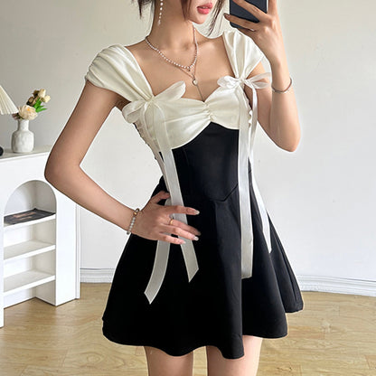 Bow Tie Temperament Waist-controlled Dress