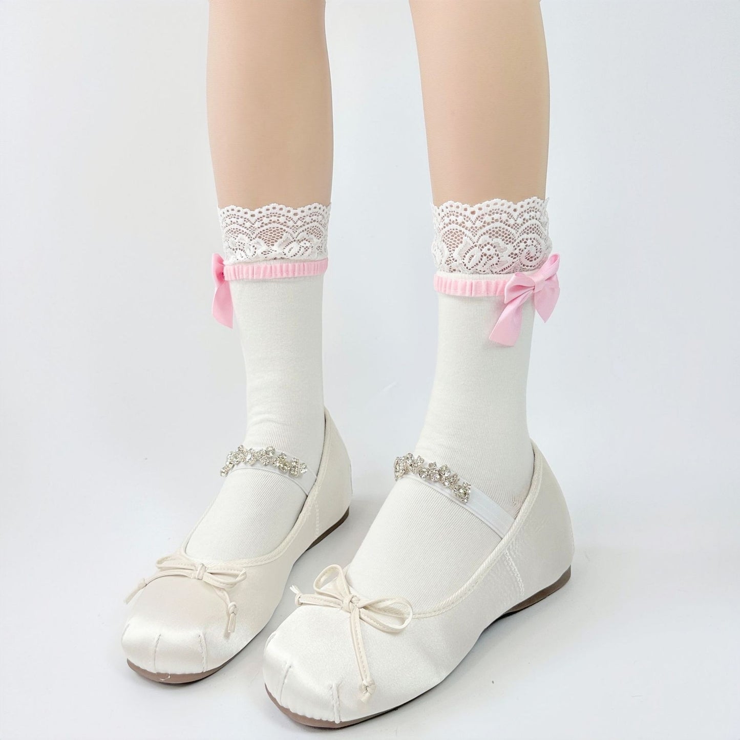 Lolita-Inspired Lace Socks with Bows – Kawaii JK Style