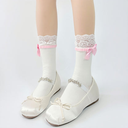 Lolita-Inspired Lace Socks with Bows – Kawaii JK Style