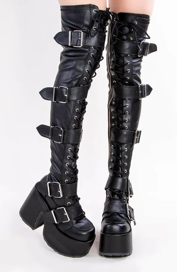 Statement Platform Heel Boots – Over-the-Knee with Buckles