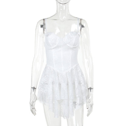 Waist-tight A- Line Double Layer Dress