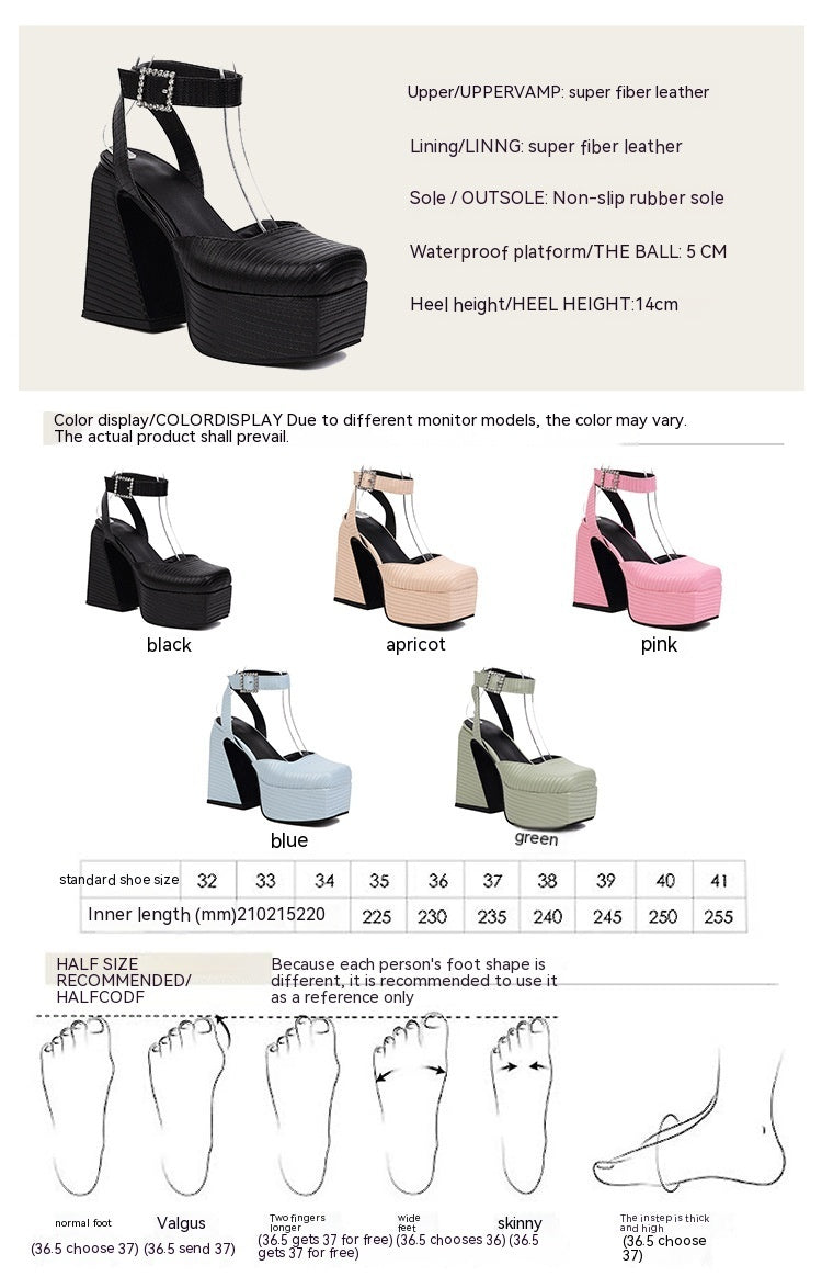 Square Toe Cap Sandals Striped Flower Strap Sandals