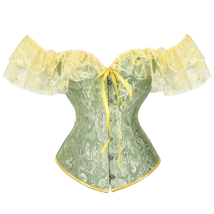 Jacquard Ribbon Lace Shoulder Strap Court Body Shaping Top