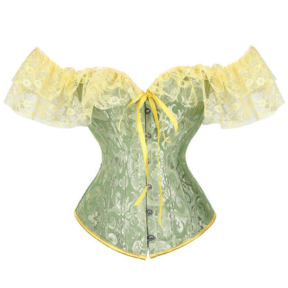 Jacquard Ribbon Lace Shoulder Strap Court Body Shaping Top