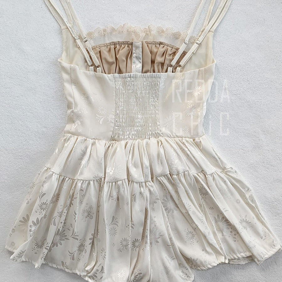 Apricot Sling Mini Dress – Summer Floral Style