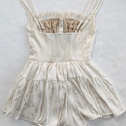 Apricot Sling Mini Dress – Summer Floral Style