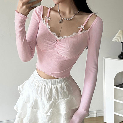 Lace Inner Match Bottoming Sweater Top