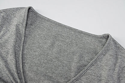 Cropped V-Neck T-Shirt – Elegant Long Sleeve Style